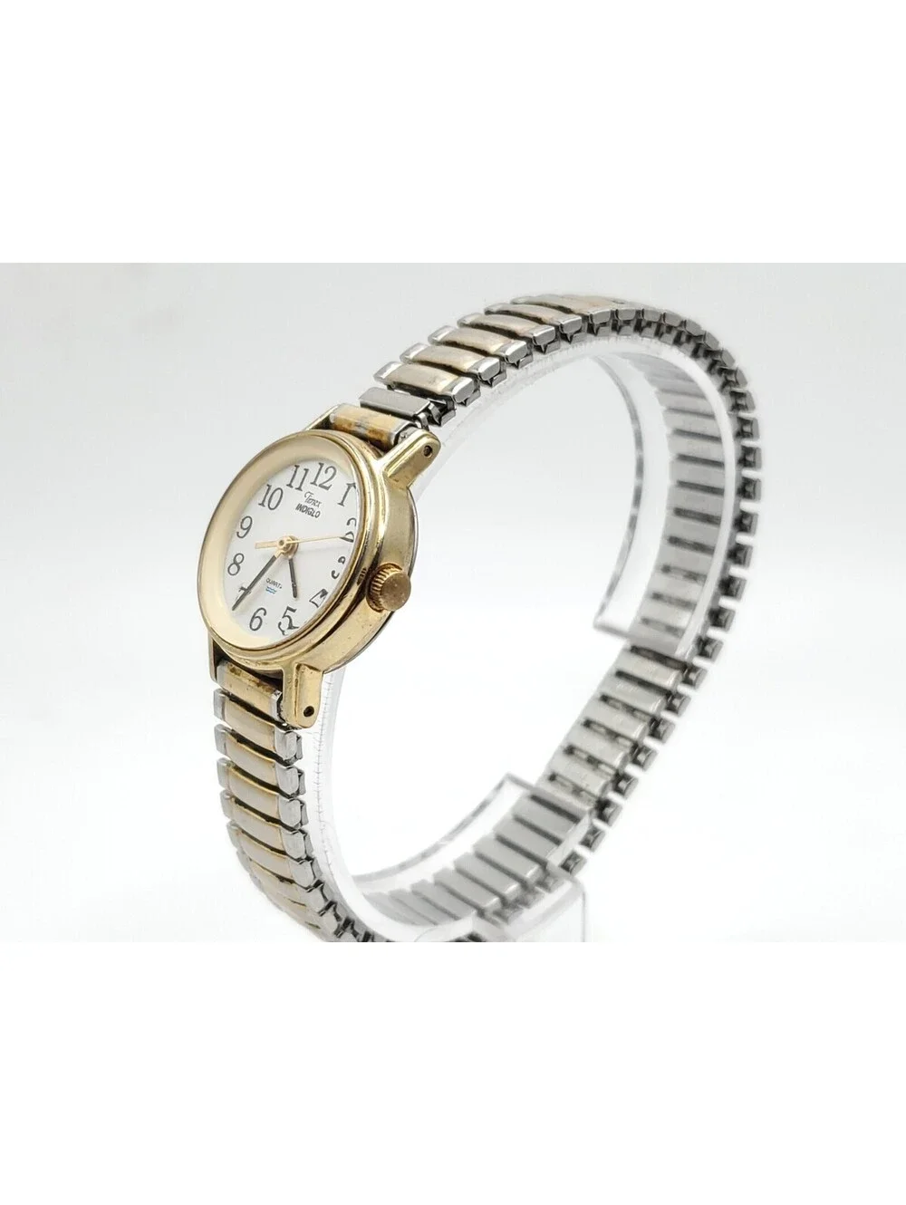 Vintage 1995 Timex Indiglo Womens Watch New Battery White Dial Two-Tone...